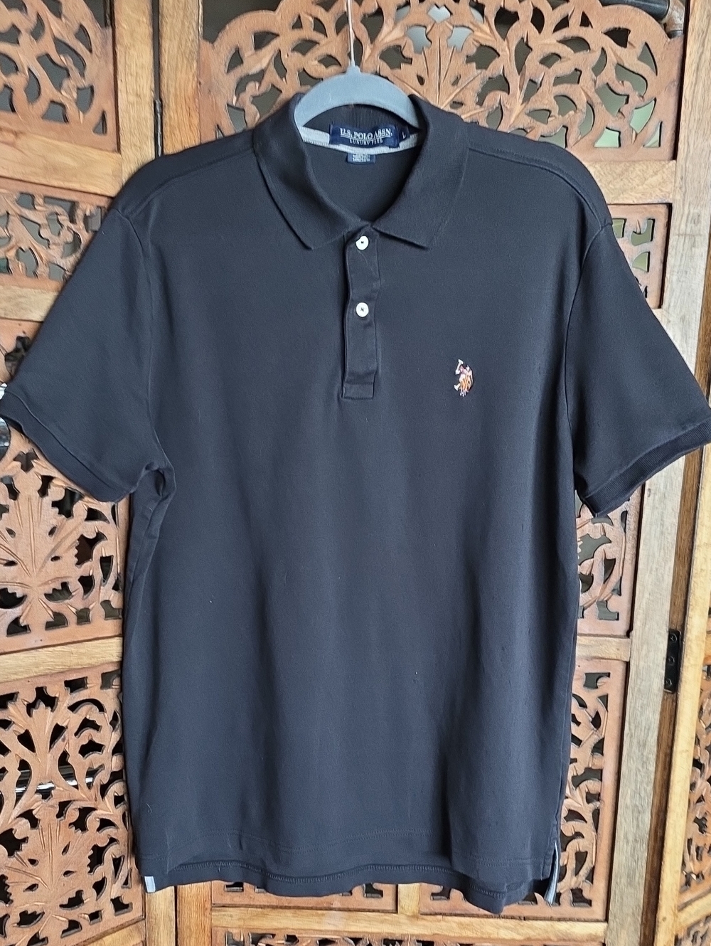 U.S. Polo Assn. Black Men's Short-Sleeve Polo with Embroidered Logo